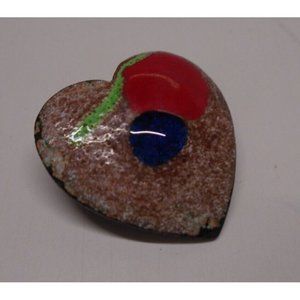 Enamel Heart Art Pin Brooch 1 inch